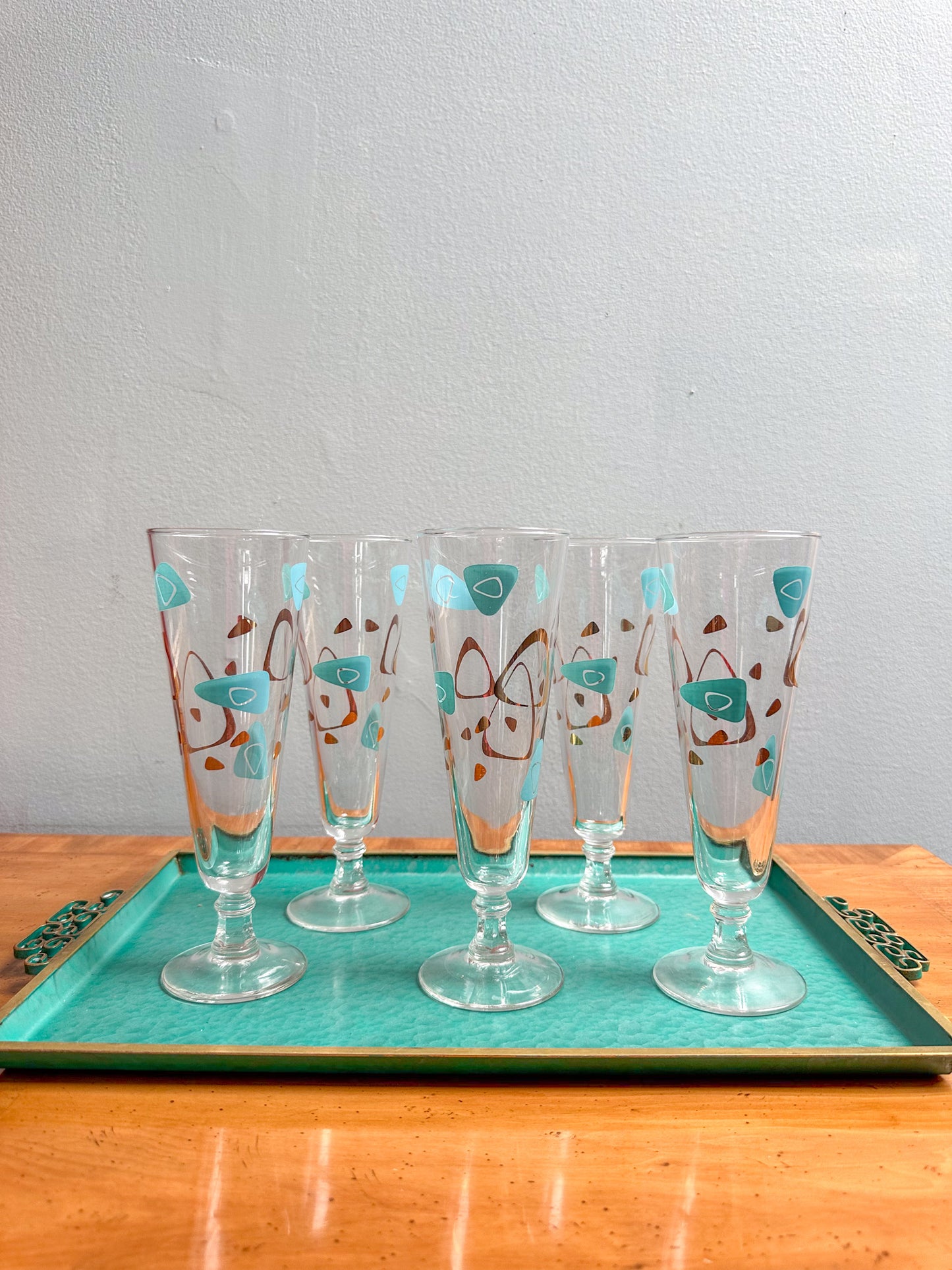 Federal Glass Capri Atomic Boomerang Amoeba Pilsner Glasses