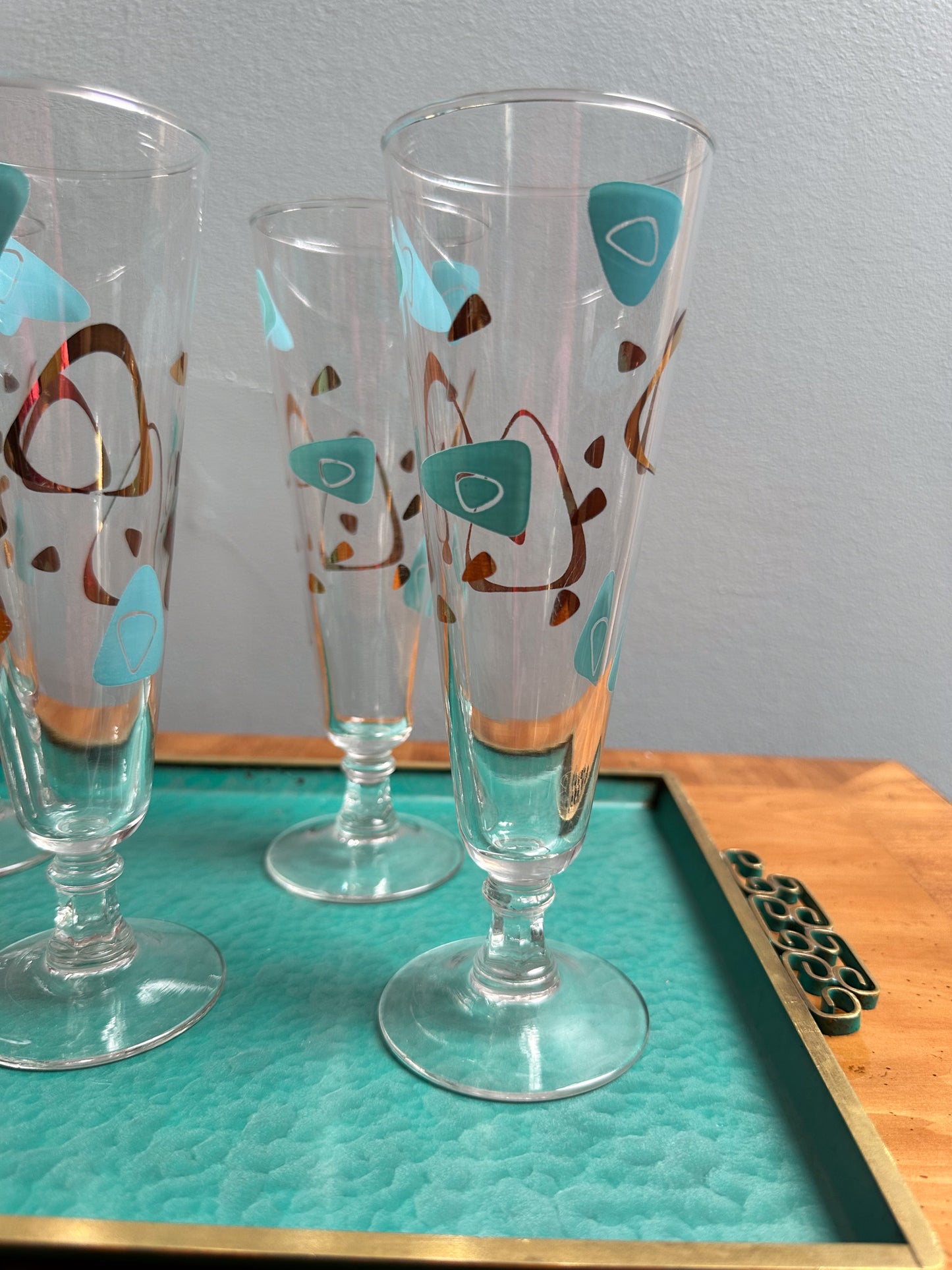 Federal Glass Capri Atomic Boomerang Amoeba Pilsner Glasses