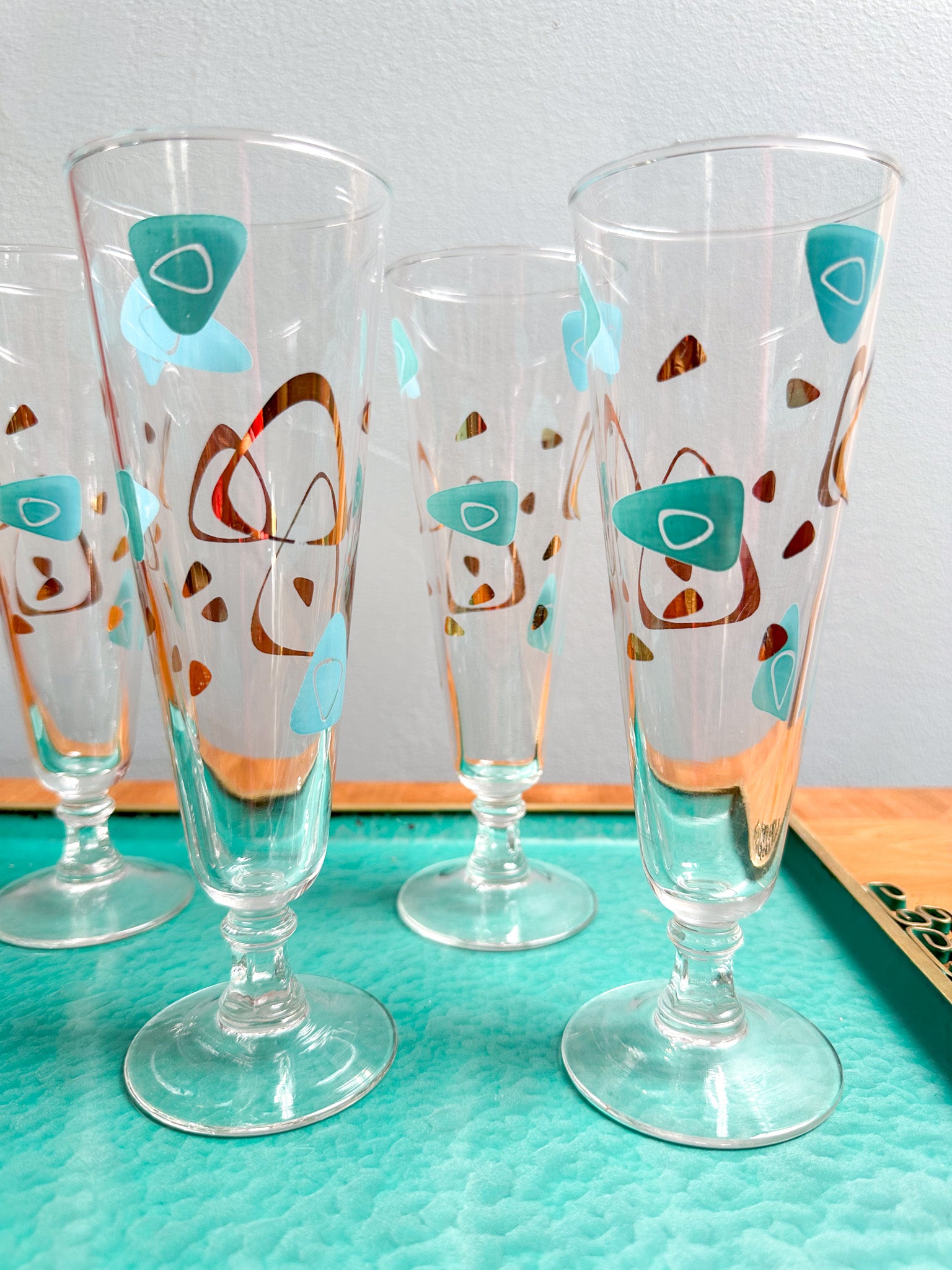 Vintage Libby atomic boomerang high ball glasses/set of six/8 retailer ounce