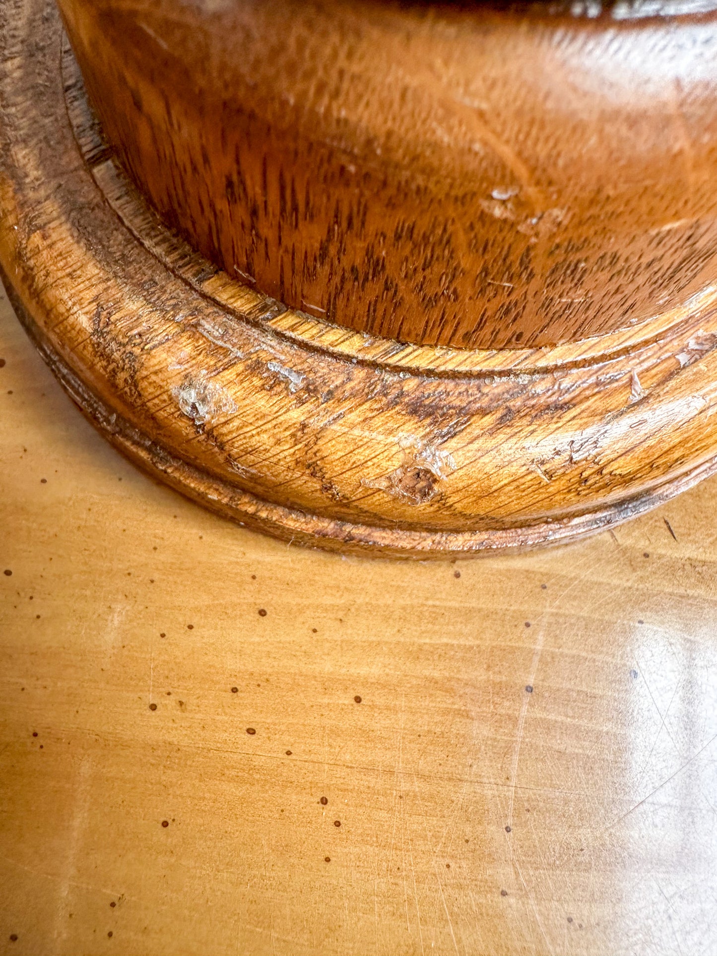 Vintage Oak Wood Curvy Candlestick Holders