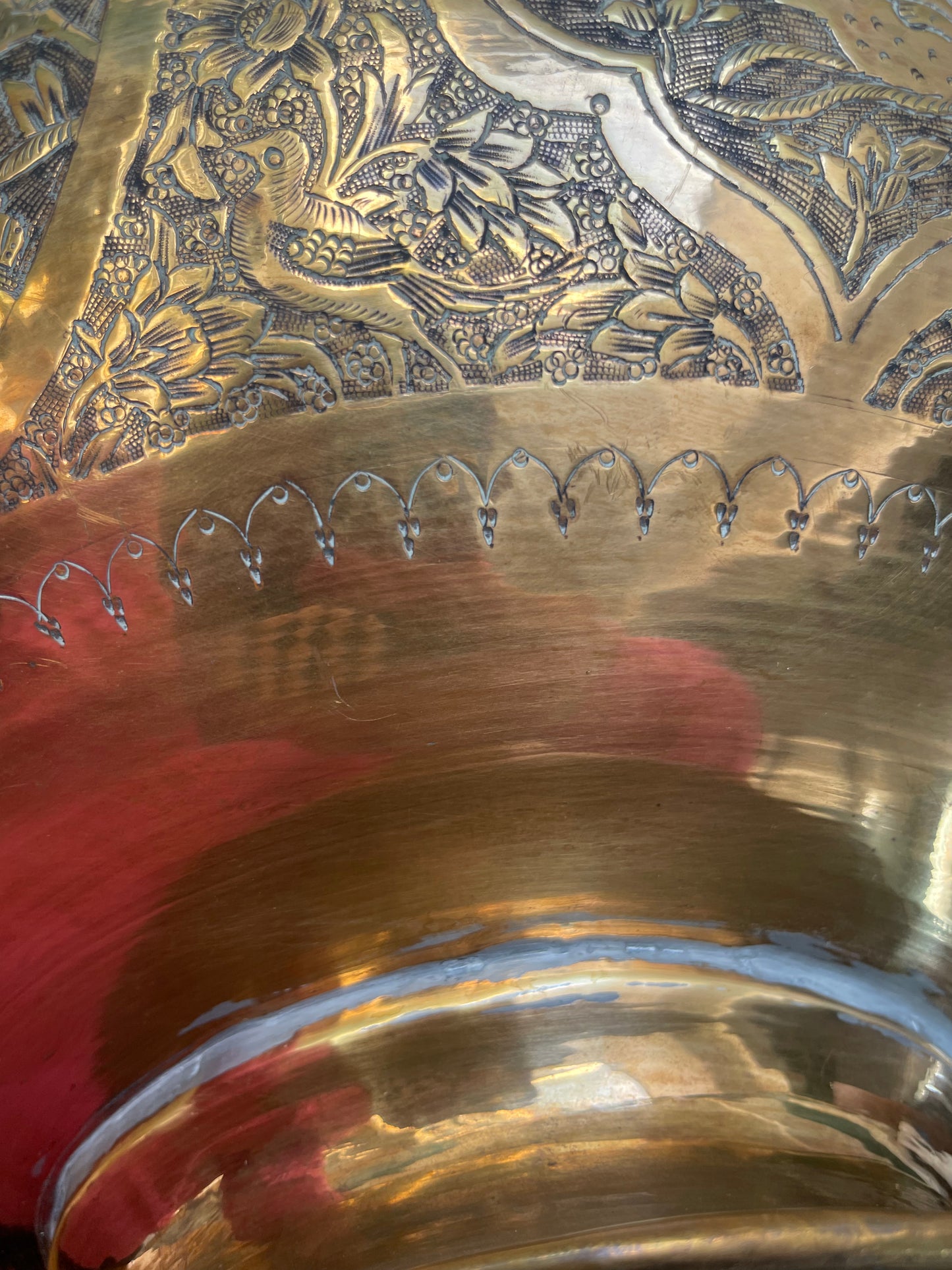 Vintage Footed Engraved Brass Bowl