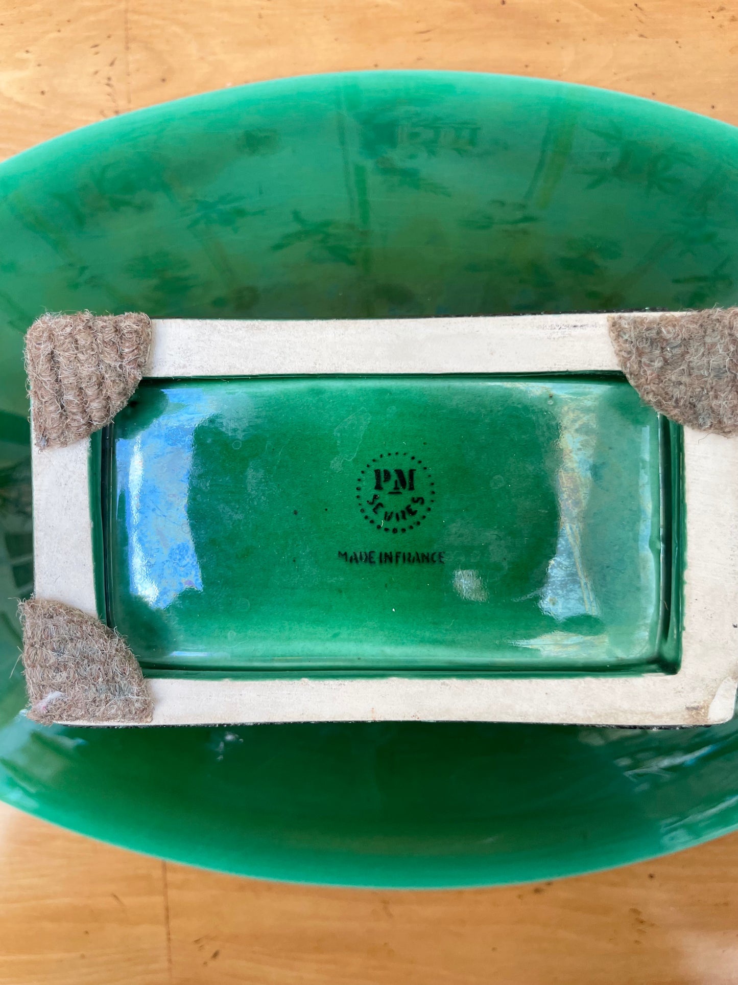 Paul Milet Sèvres Art Deco Footed Bowl in Jade Green