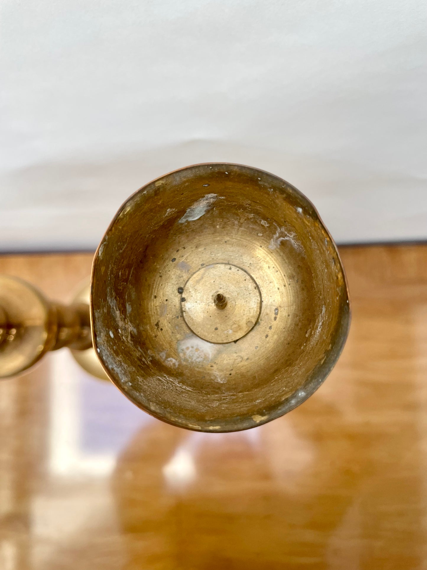 Tall brass mid century candlesticks in the Moroccan style